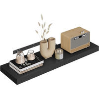 WANDREGAL Freischwebend Schwarz 80B x 22,9L x 3,8H - Schwarz Hochglanz, Holz (80/3.8/22.9cm) - Woltu