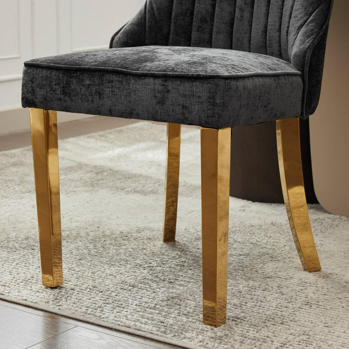 STUHL-SET DE-36306 2 Stück mit goldenen Metallbeinen Schwarz - Schwarz, Holz (50/95/65cm) - ComfortXL