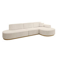 ECKSOFA Ottomane Rechts MARI-L2-v2 - 328x171x83 cm Beige Cord - Beige, Holzwerkstoff/Textil (171/328cm) - ALTDECOR