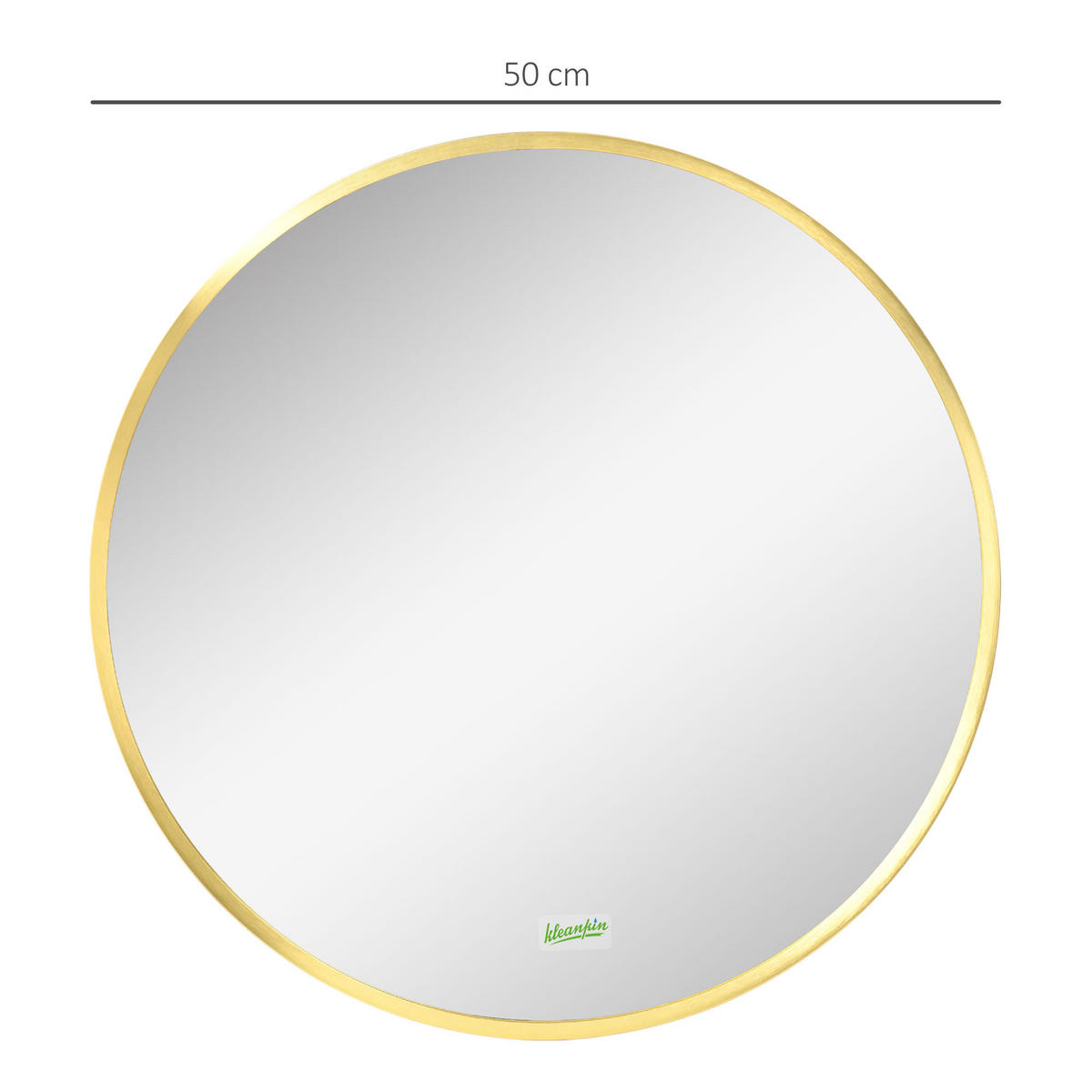 BADSPIEGEL, Gold, Ø50 cm, für Badezimmer, IP44, Gold, Alu - Goldfarben, Glas (2/50/50cm) - Kleankin