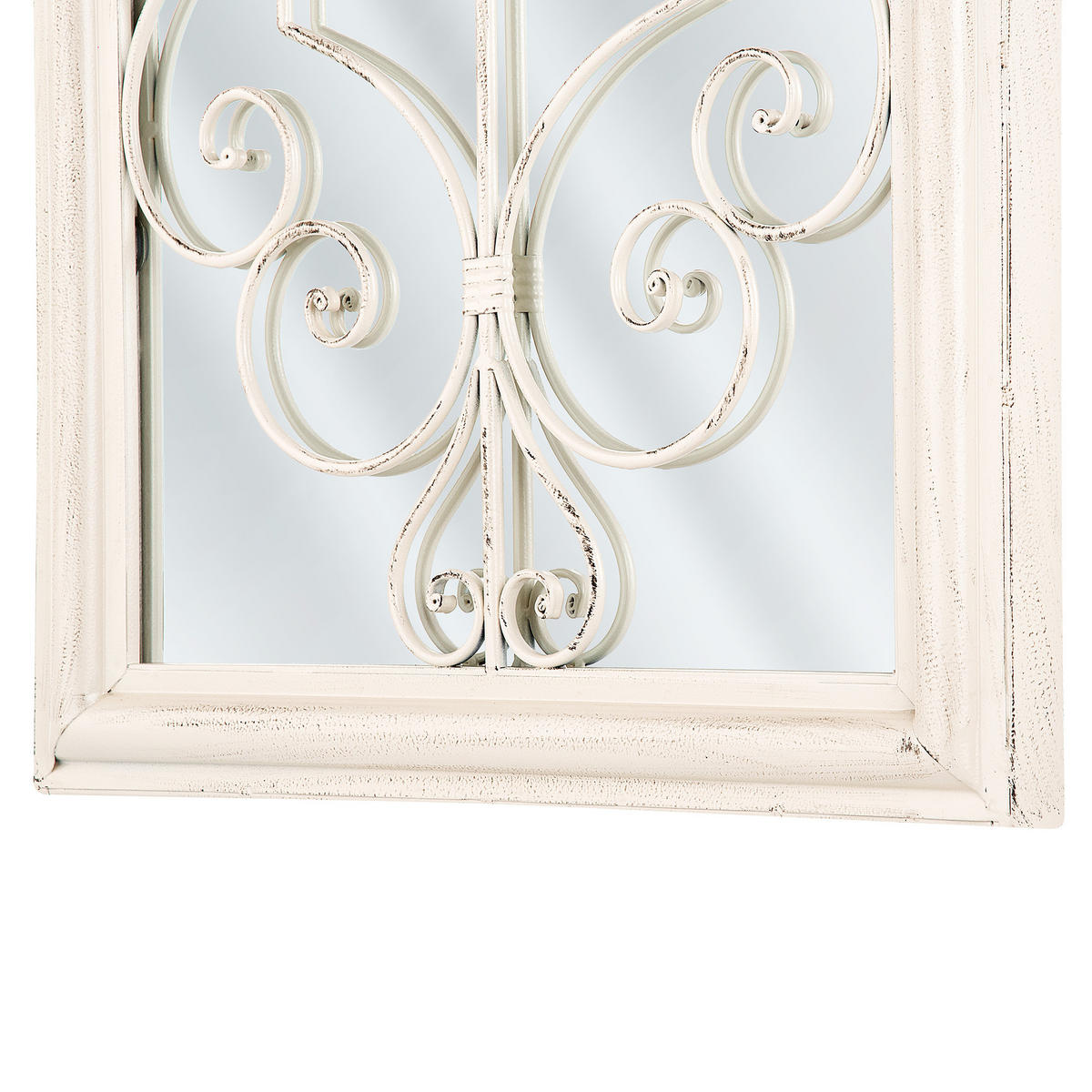 WANDSPIEGEL weiß Fensteroptik 49/97 cm Campel - Weiß, Metall (50/98/5cm) - Beliani