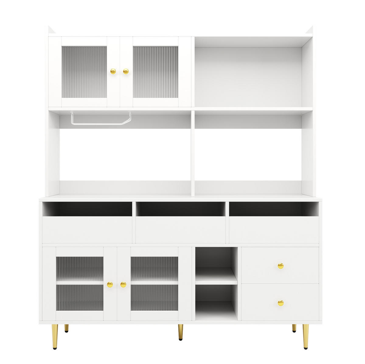 SIDEBOARD mit Changhong-Glastüren 145 x 39 x 171 cm MDF Weiß - Weiß, Holzwerkstoff (39/171/145cm) - Meubliv