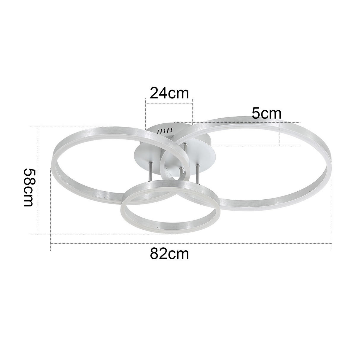 LED-DECKENLEUCHTE Kirak 58/24/82 cm - Silberfarben, Metall (82/58/24cm) - ZMH