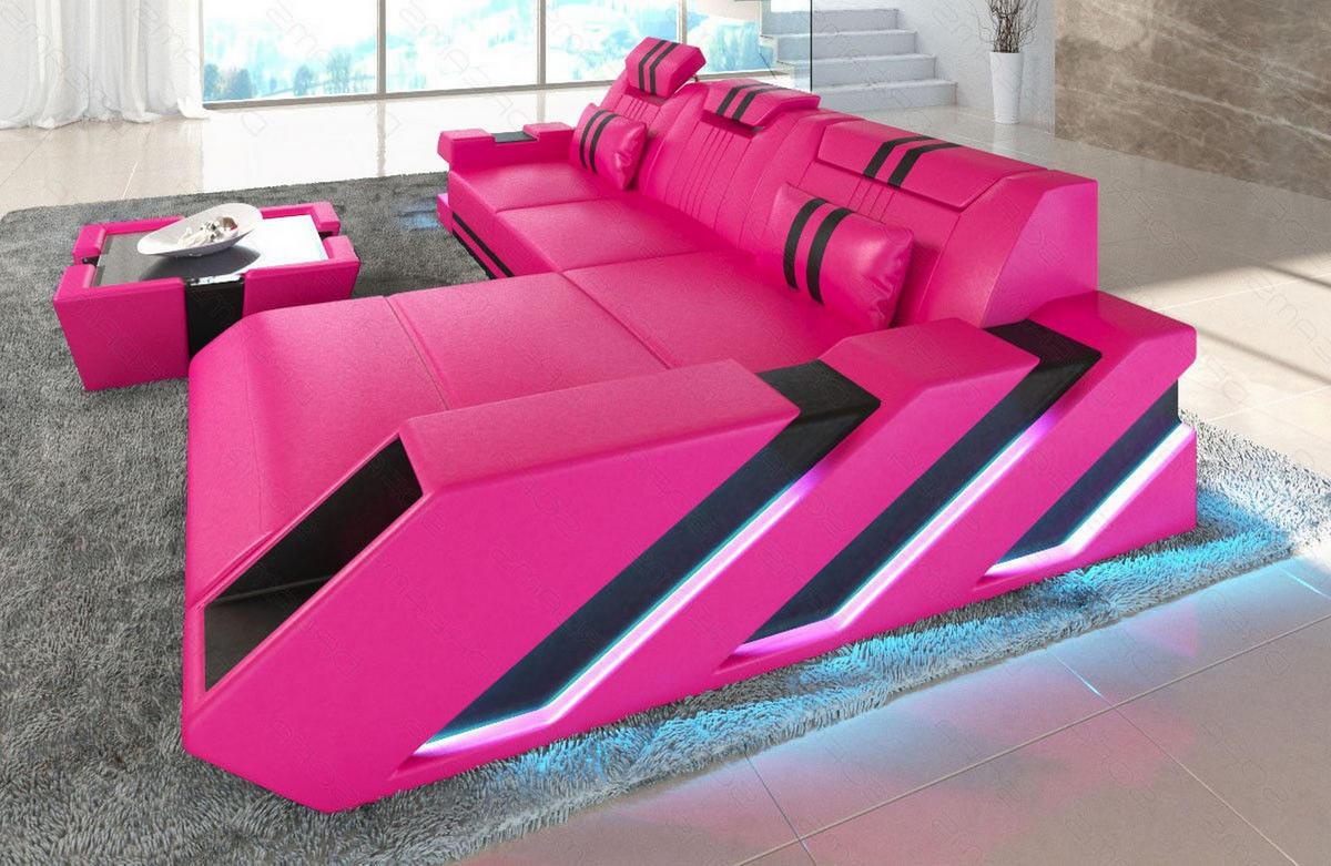 ECKSOFA Apollonia L - Pink, Leder (190/295cm) - Sofa Dreams