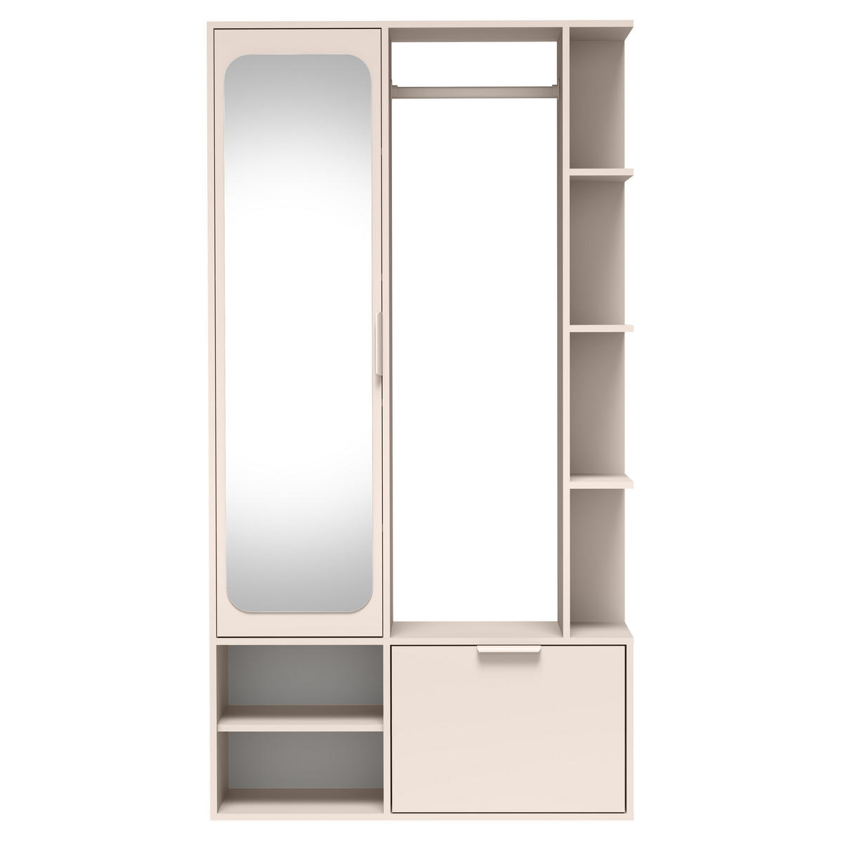 GARDEROBENSCHRANK Nemrut Beige 100/189/33 cm – Modern, mit Spiegel und viel Stauraum - Beige, Holzwerkstoff/Kunststoff (100/189.4/33cm) - AX Living