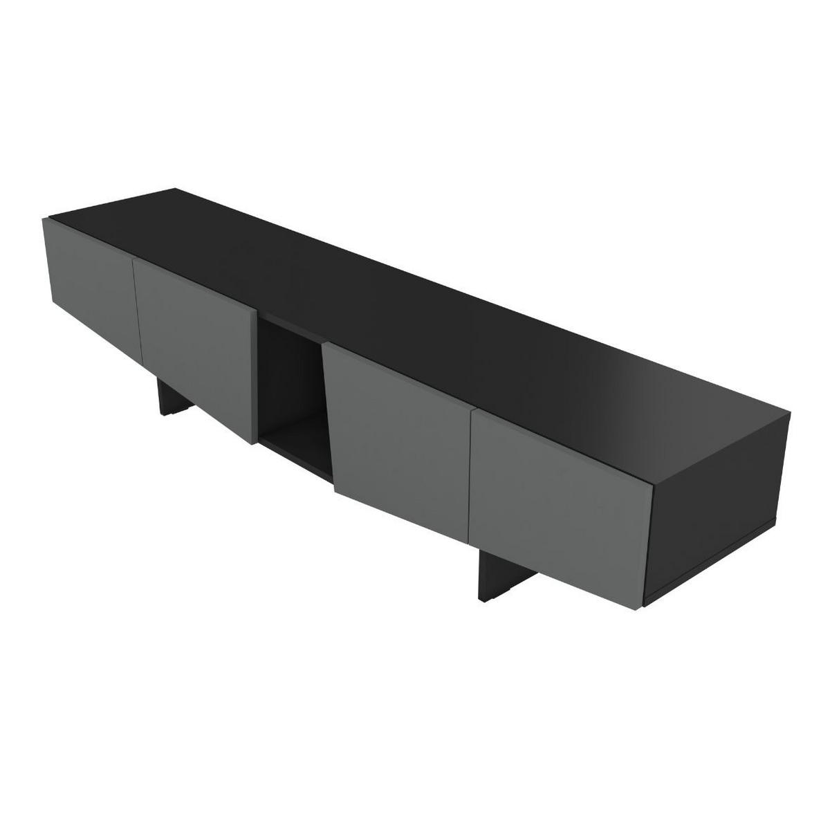 LOWBOARD Wing, Asymmetrische Fronten, 200 cm, Schwarz und Grau - Schwarz/Grau, Holzwerkstoff (200.2/43.8/41.8cm) - Skandica
