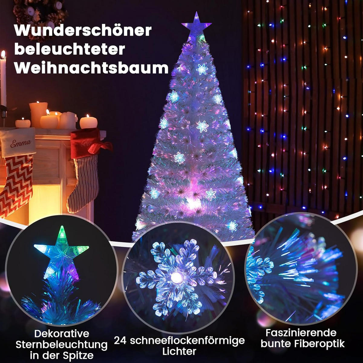 TANNENBAUM Weiß - Weiß, Kunststoff (180cm) - COSTWAY