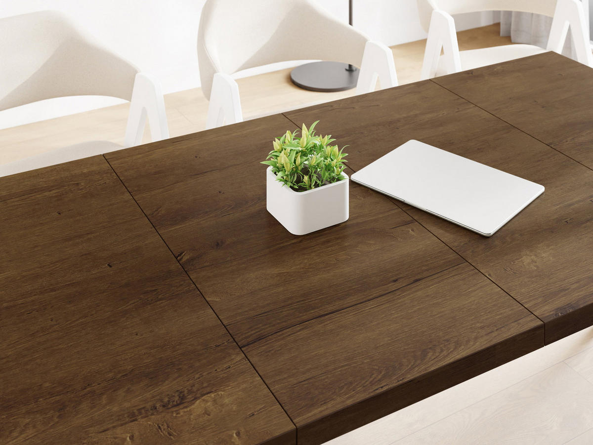 ESSTISCH Quadro quadratischer ausziehbarer, Lefkas Eiche 100-150/100/76 cm - Alteiche/Schwarz, Holz/Holzwerkstoff (100/150/76cm) - WFL GROUP