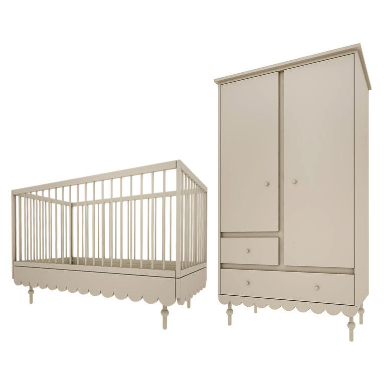 SOBA ZA BEBE 2-dijelniBabushka Oliva - zelena, drvni materijal (145/99/75cm) - Petits-meubles