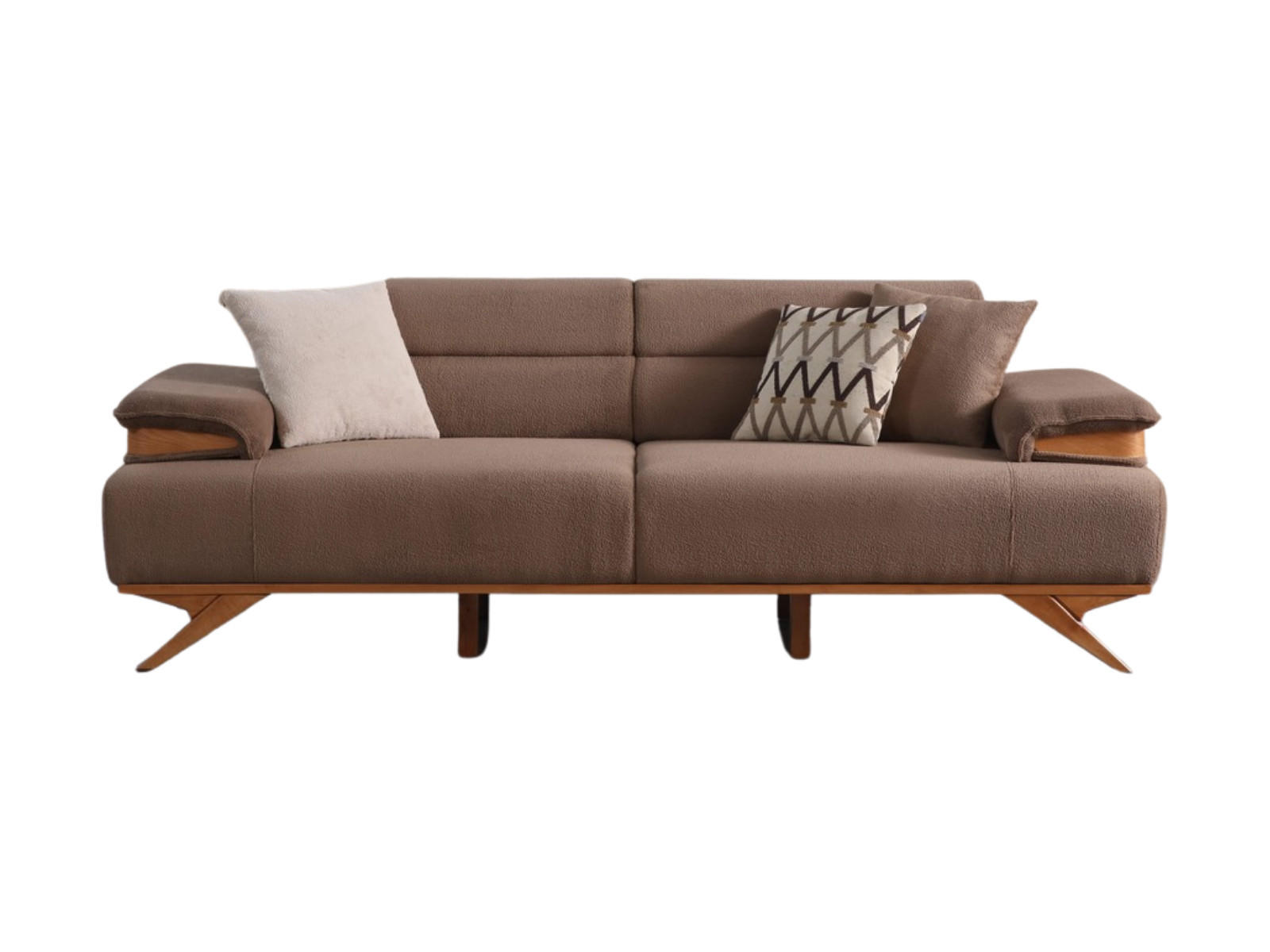 SOFA Grande 3-Sitzer Bouclé Braun - Braun, Holz/Textil (235/85/103cm)
