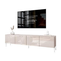 TV-ELEMENT AURA 200 KASCHMIR Hochglanz auf geraden silbernen Beinen - Kaschmir/Silberfarben, Holzwerkstoff (200/50/40cm) - Lookway