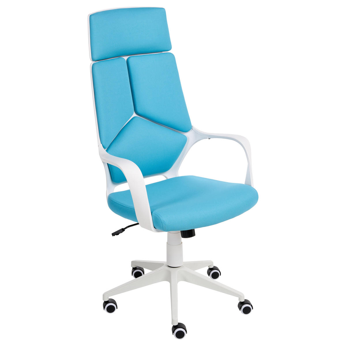 BÜROSTUHL Blau Delight - Blau/Weiß, Textil (64/116/64cm) - Beliani