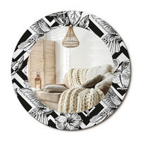SPIEGEL Rund Ø 50 cm mit Aufdruck - Schwarz, Glas (50/50/0.4cm) - Wallfluent