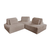 MODULSOFA WIOLO SOFT 3 MODULE 3 KISSEN Taupe Cord - Taupe/Schwarz, Kunststoff/Textil (222/84/222cm) - KAWOLA