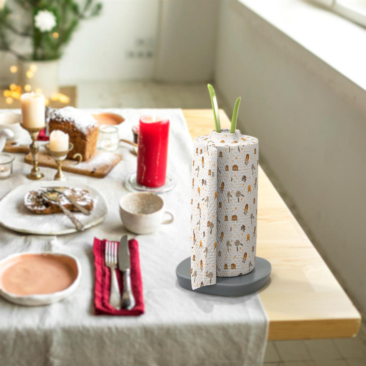 KUCHENROLLENHALTER - Grün, Kunststoff (26/32.5/16cm) - Intirilife