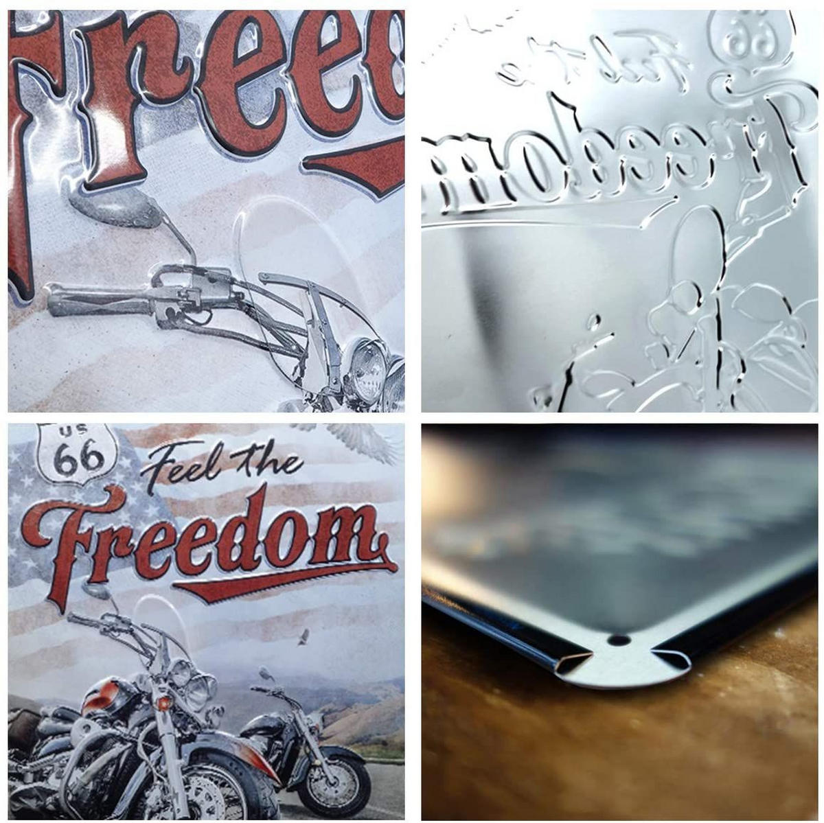 BLECHSCHILD 30/40 cm US Highways Route 66 Freedom - Multicolor, Metall (30/40/0.2cm) - Nostalgic-Art