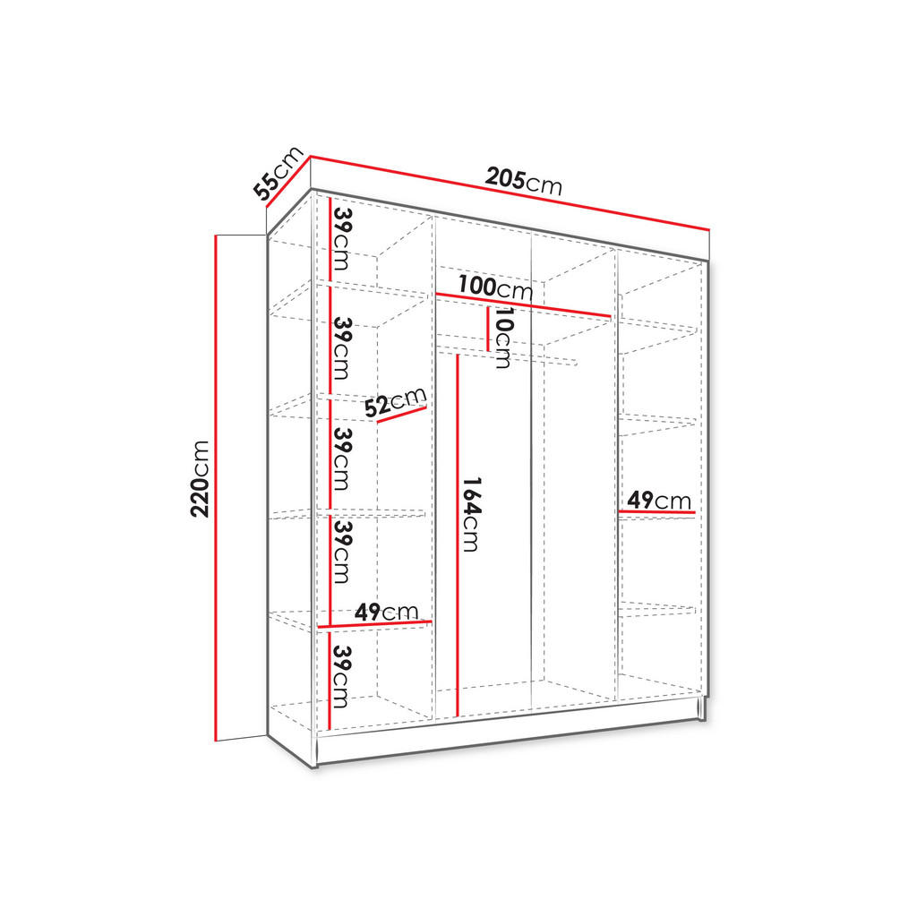 Thumbnail - Mirjan24 Kleiderschrank, Eiche Artisan, Schwarz, Holzwerkstoff, Rechteckig, 205x220x55 cm, Schlafzimmer, Kleiderschränke