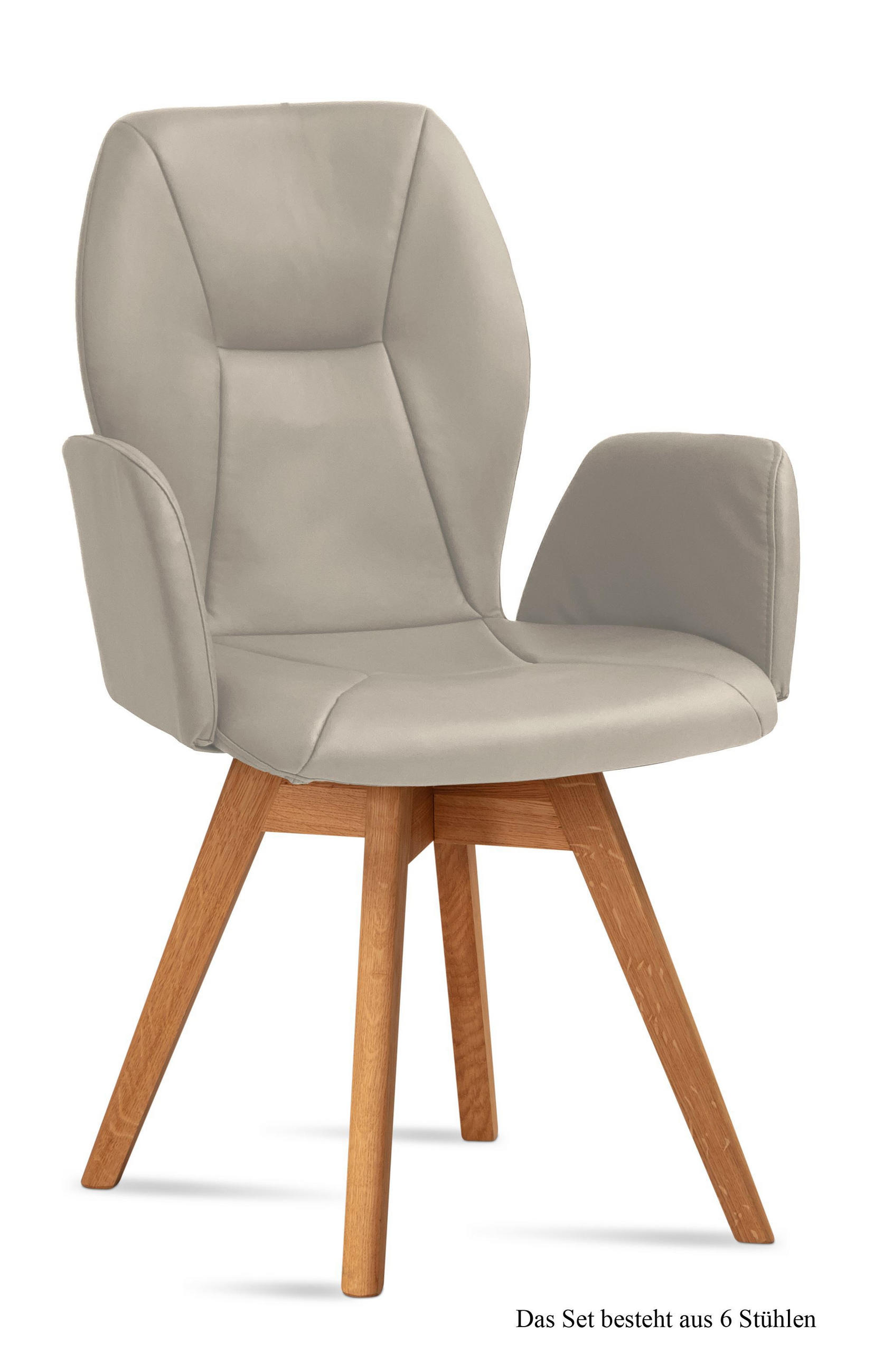 ARMLEHNSTUHL drehbar (6er-Set) Draia 58x92x60 Eiche geölt/Natur - Eichefarben/Naturfarben, Kunststoff (60/92/58cm) - 58aufmkessel