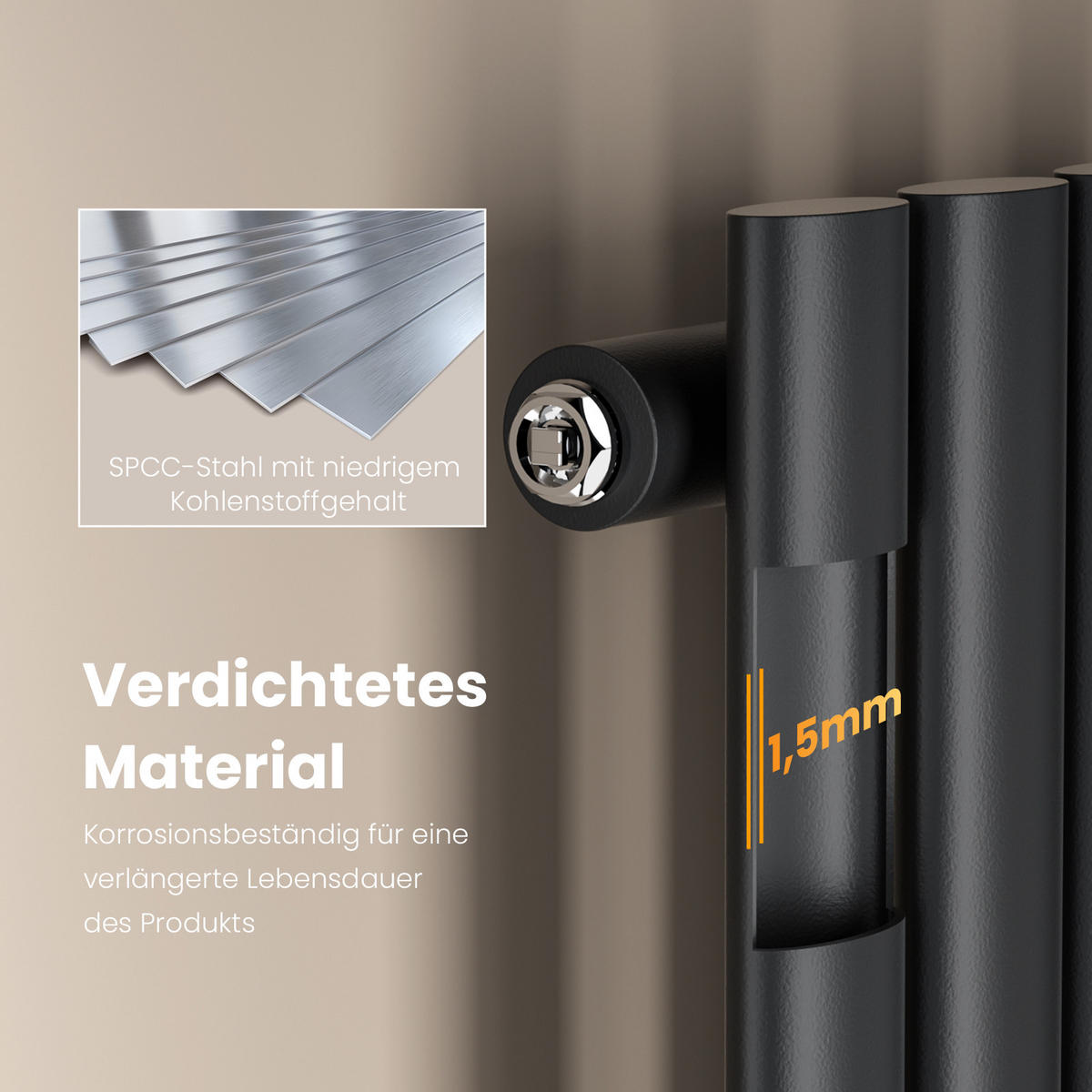 HEIZKÖRPER Doppelrohr vertikal montierbar Anthrazit 24/60/5,8 cm - Anthrazit, Metall (24/60/5.8cm) - EMKE