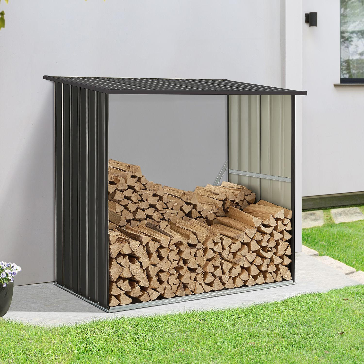 HOLZUNTERSTAND Enno aus Stahl grau - Grau, Metall (83/154/163cm) - Juskys