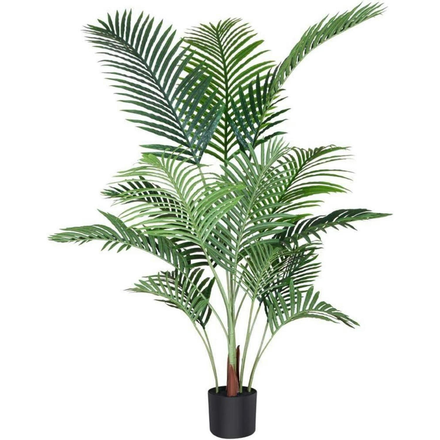 KUNSTPALME Areca 140 cm mit 15 Stämmen im schwarzen Topf - Grün, Kunststoff (139.7cm)