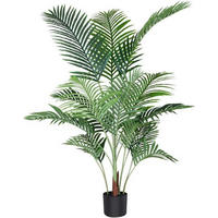KUNSTPALME Areca 140 cm mit 15 Stämmen im schwarzen Topf - Grün, Kunststoff (139.7cm)