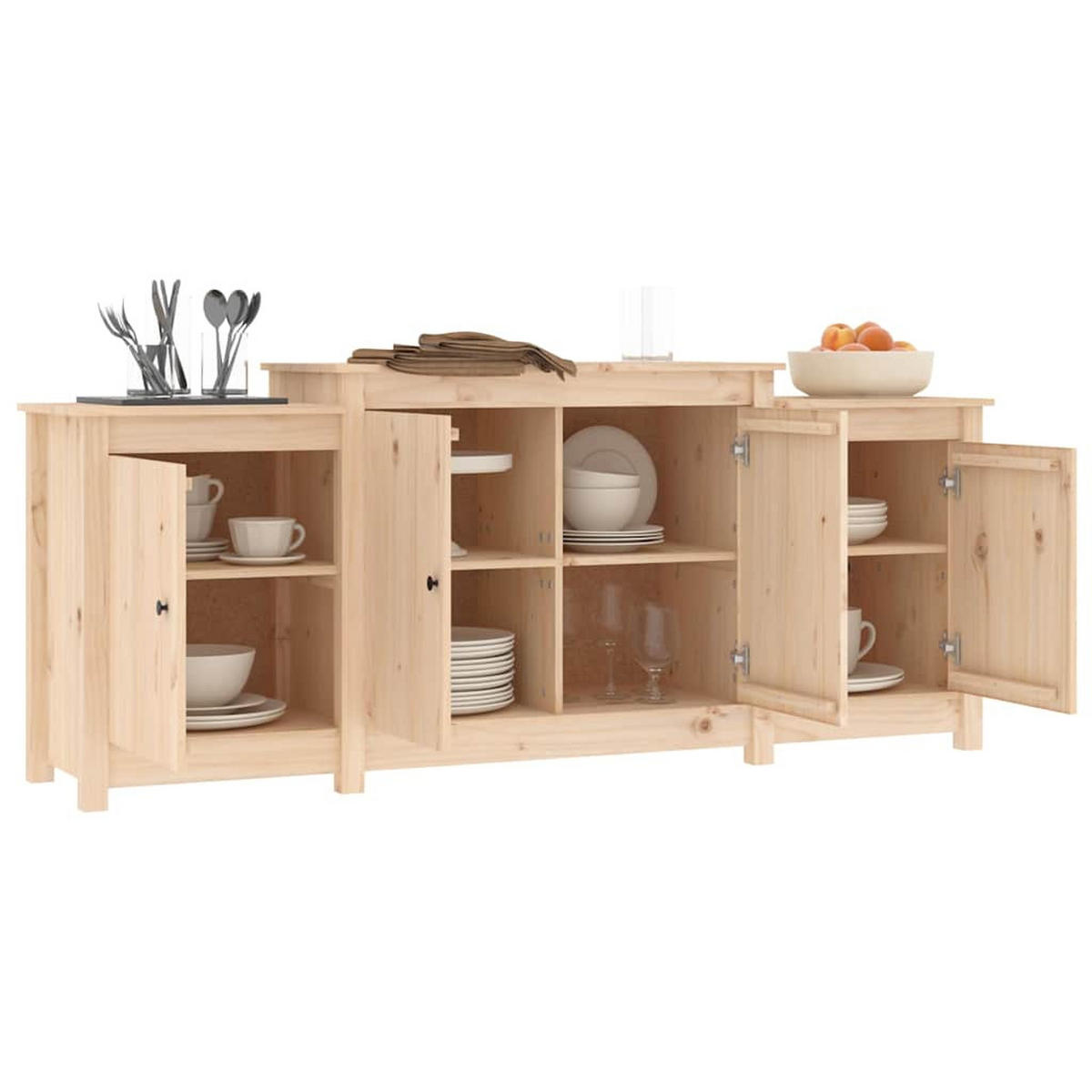 SIDEBOARD Reichlich Stauraum 164/37/68 cm Braun Massivholz Kiefer - Braun, Holz (37/68/164cm) - vidaXL