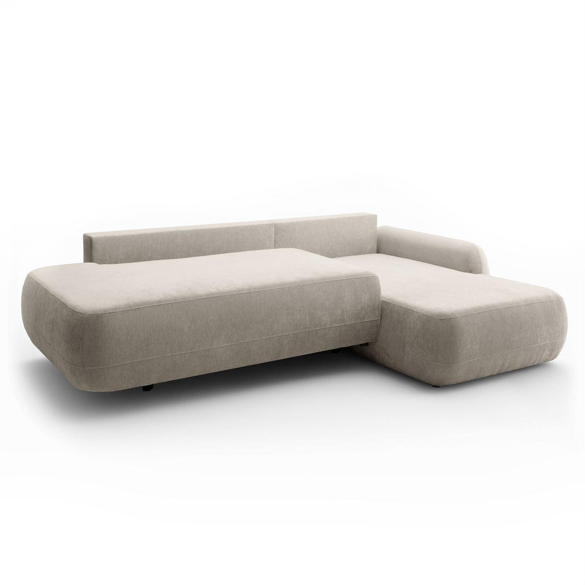 ECKSOFA GOYA mit Schlaffunktion und Bettkasten, Rechte, Perfect Harmony 04 - Ecru, Textil (302/184cm) - Lookway