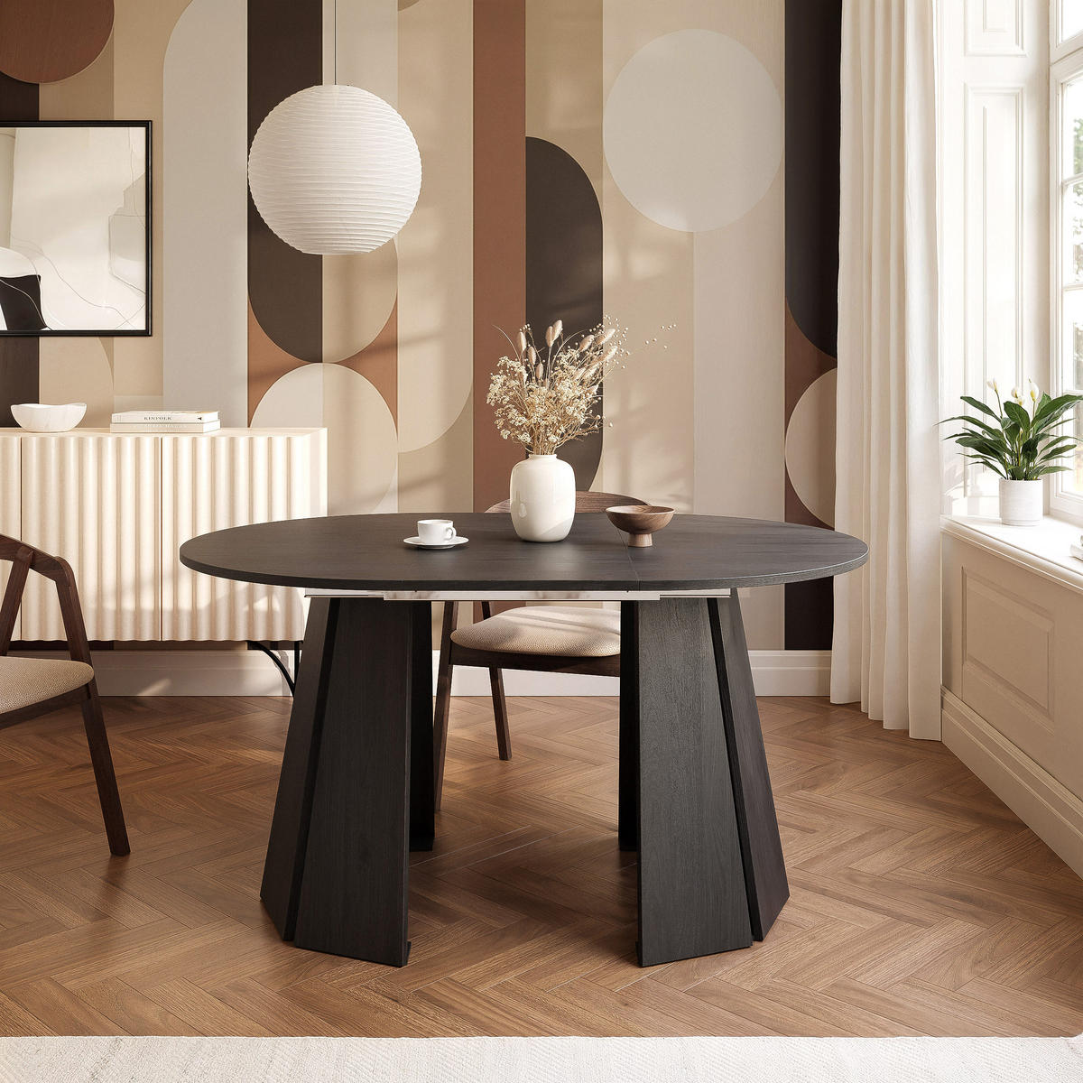 TISCH AUSZIEHBAR VERDA 100–140 cm, Farbe Schwarz - Schwarz, Holzwerkstoff (100/140/76cm) - Idohome