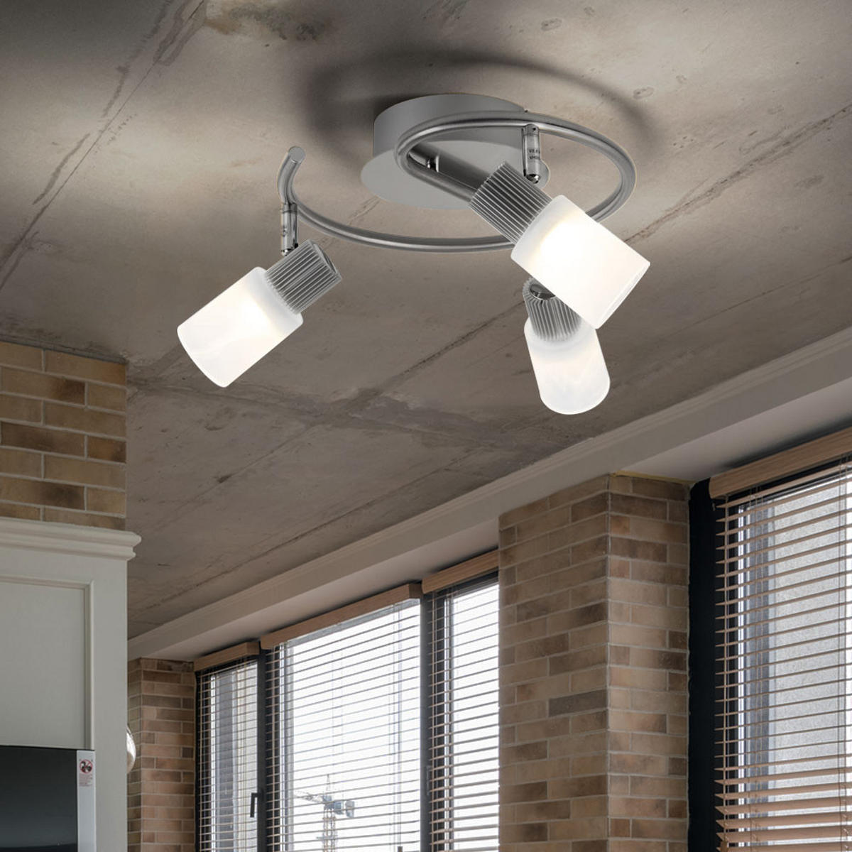 LED DECKENLEUCHTE Lister Metall Silber - Silberfarben, Glas (28/28/14.5cm) - Globo Lighting