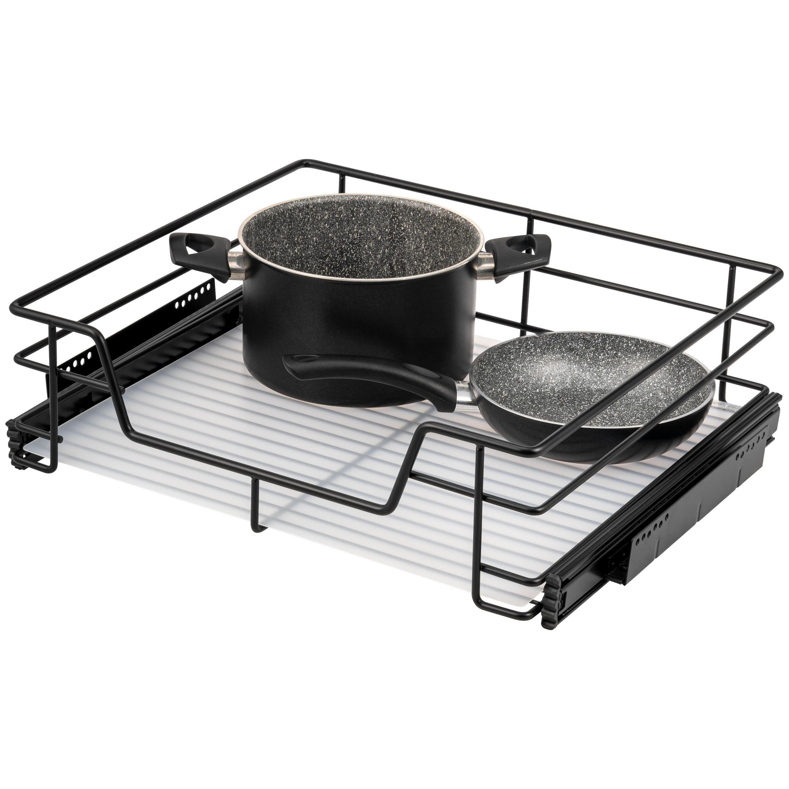 TELESKOPSCHUBLADE, schwarz, Metall - Schwarz, Metall (57/14/44cm) - bremermann