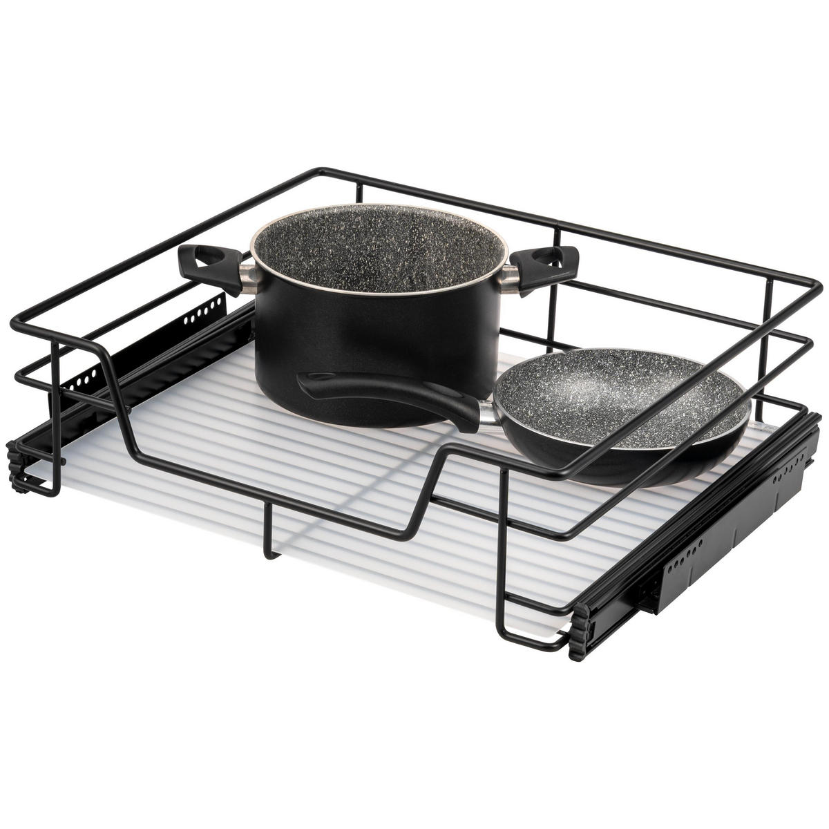 TELESKOPSCHUBLADE, schwarz, Metall - Schwarz, Metall (57/14/44cm) - bremermann