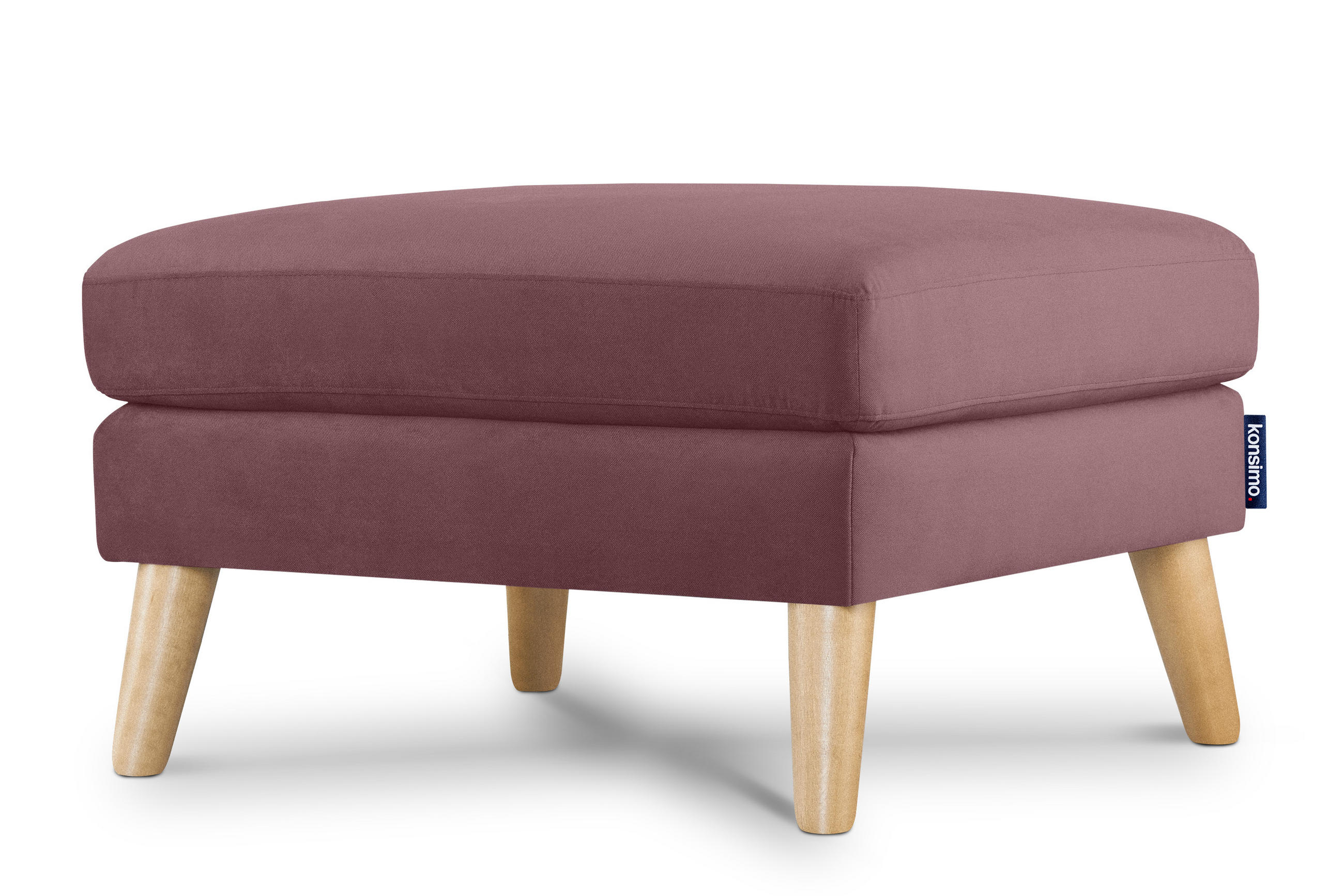 SITZHOCKER TAGIO Pouffe, rosa - Koralle/Braun, Buchenholz/Textil (65/46/80cm) - KONSIMO®