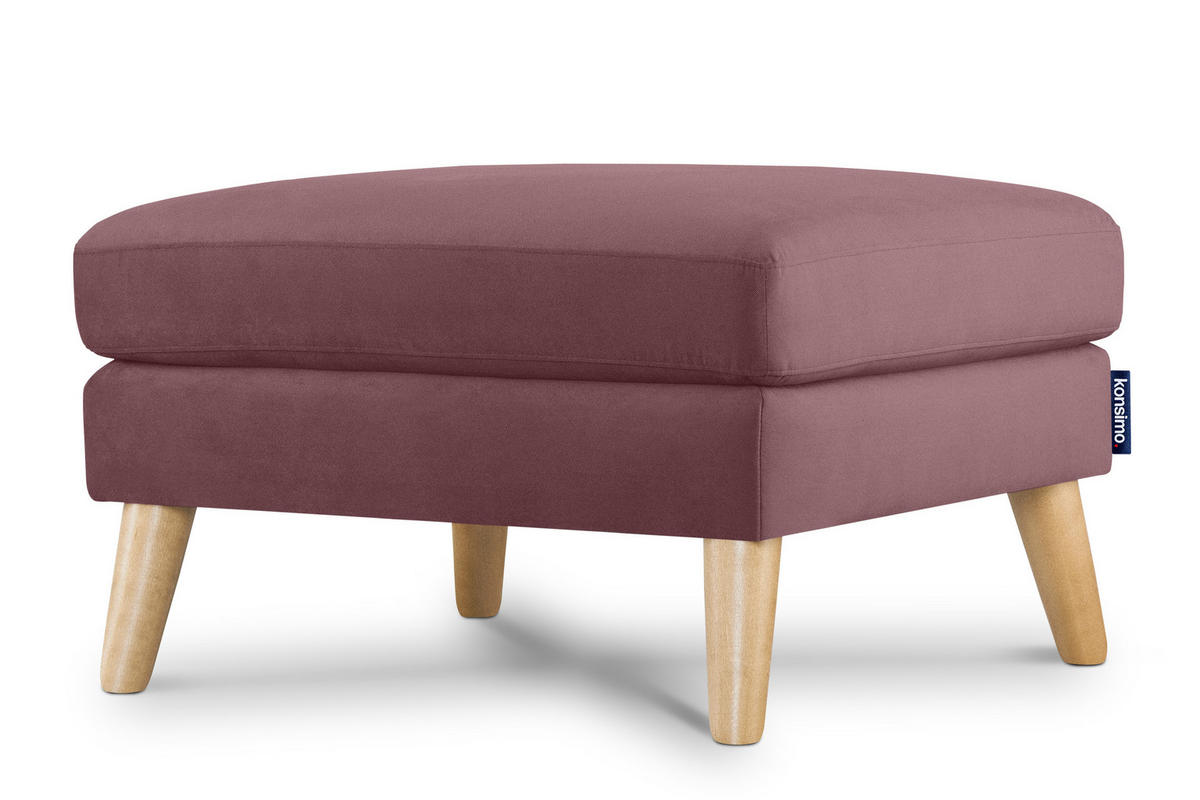 SITZHOCKER TAGIO Pouffe, rosa - Koralle/Braun, Buchenholz/Textil (65/46/80cm) - KONSIMO®