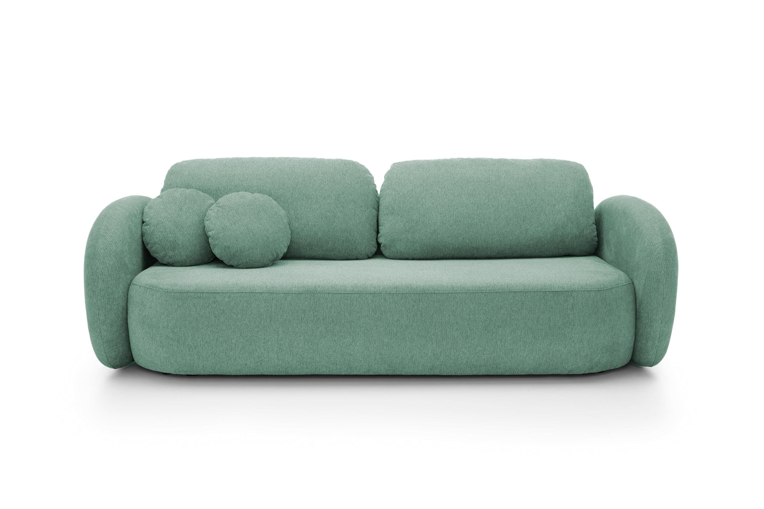 SOFA OLIO Mit Schlaffunktion Und Bettkasten, Bonell-Taschenfederung, Aragon-Stoff, lose Rückenkissen, freistehend, 238x101x86 cm Light blue - Hellblau, Holz/Textil (238/86/101cm) - DomoHome