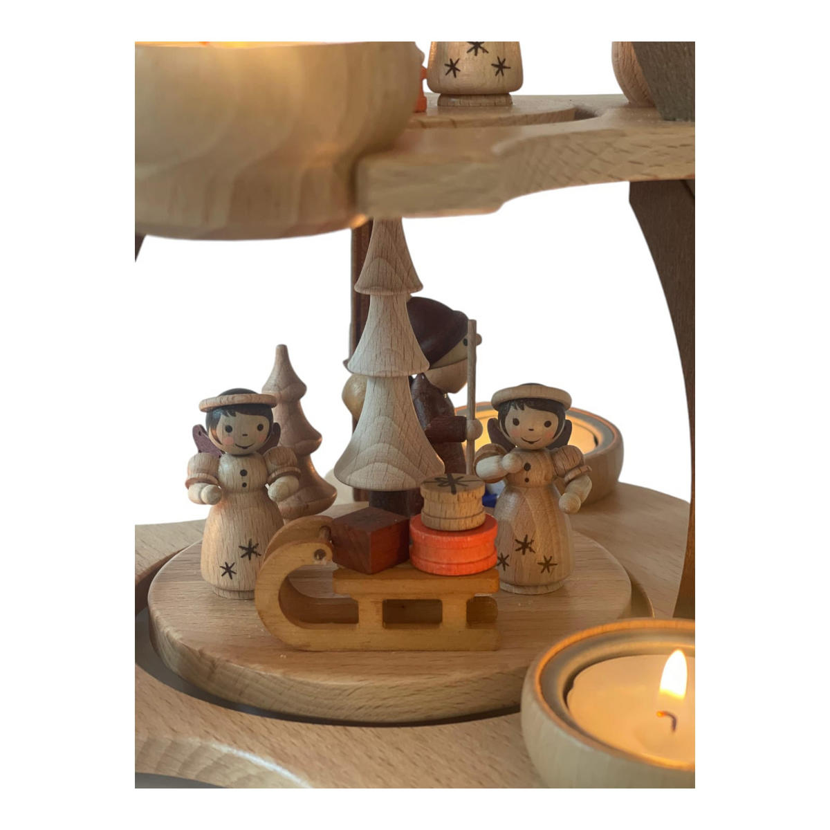 PYRAMIDE 2-stöckig Bescherung für 6 Teelichter 26/26/35 cm - Multicolor, Holz (26/35/26cm)