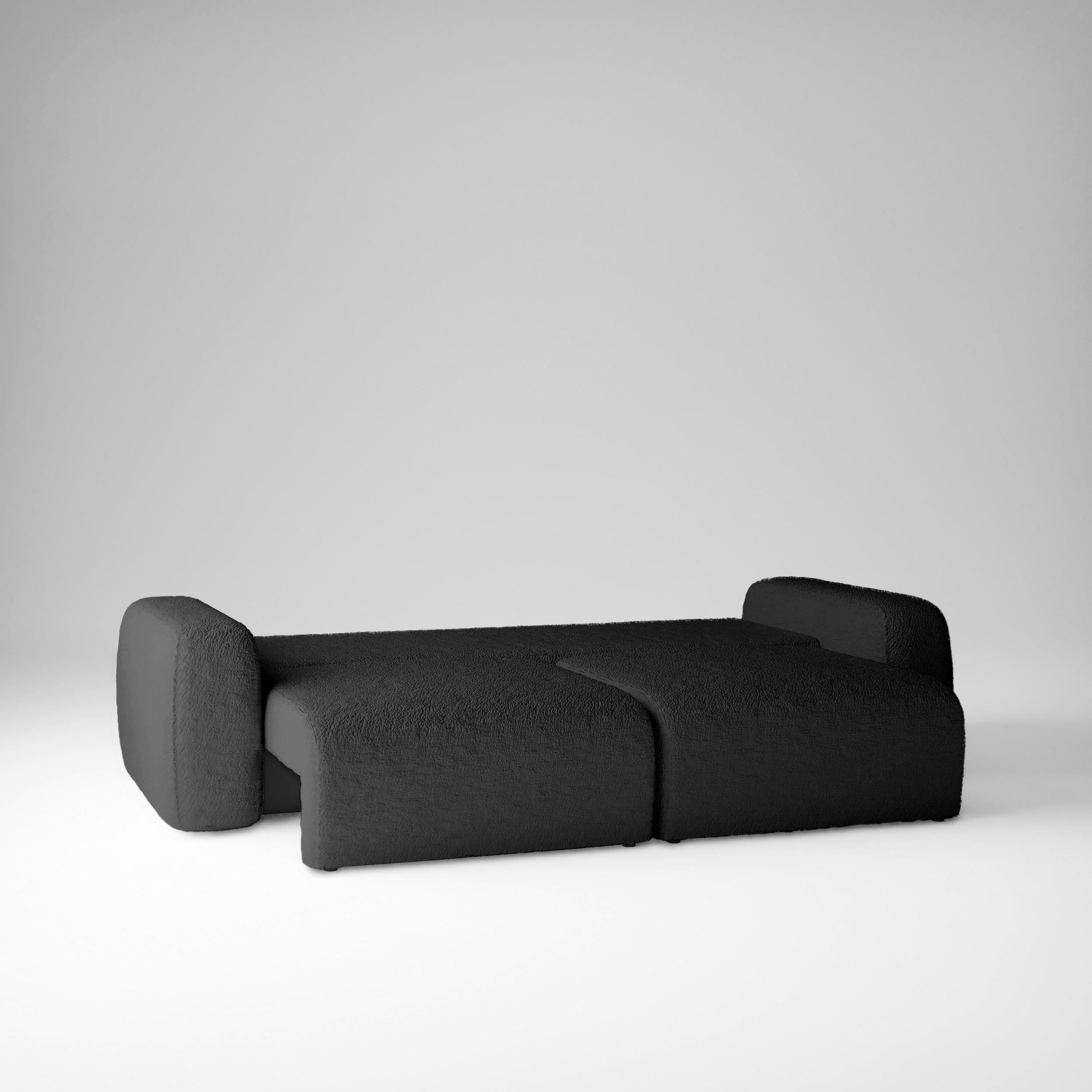 Thumbnail - Fedve Schlafsofa, Schwarz, Textil, 255x85x105 cm, Wohnzimmer, Sofas & Couches, Schlafsofas
