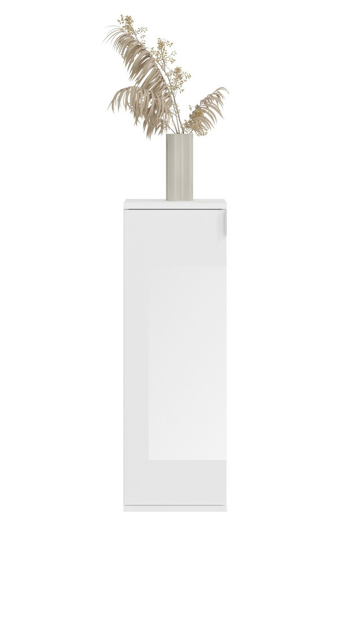 KOMMODE weiß Hochglanz 30 cm, Flurkommode Türanschlag wechselbar, Mehrzweckschrank - Chromfarben/Weiß Hochglanz, Holzwerkstoff/Kunststoff (30/99/34cm) - Inn.Furn