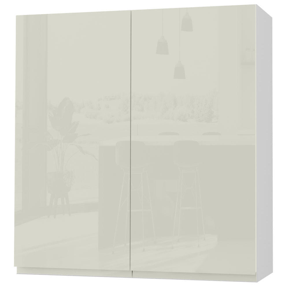 HÄNGESCHRANK Florence W4/90 Weiß / RAL 1013 perlweiß HG 90 / 32,5 / 96cm - Weiß Hochglanz/Weiß, Holz/Holzwerkstoff (90/96/32.5cm) - Feldmann-Wohnen