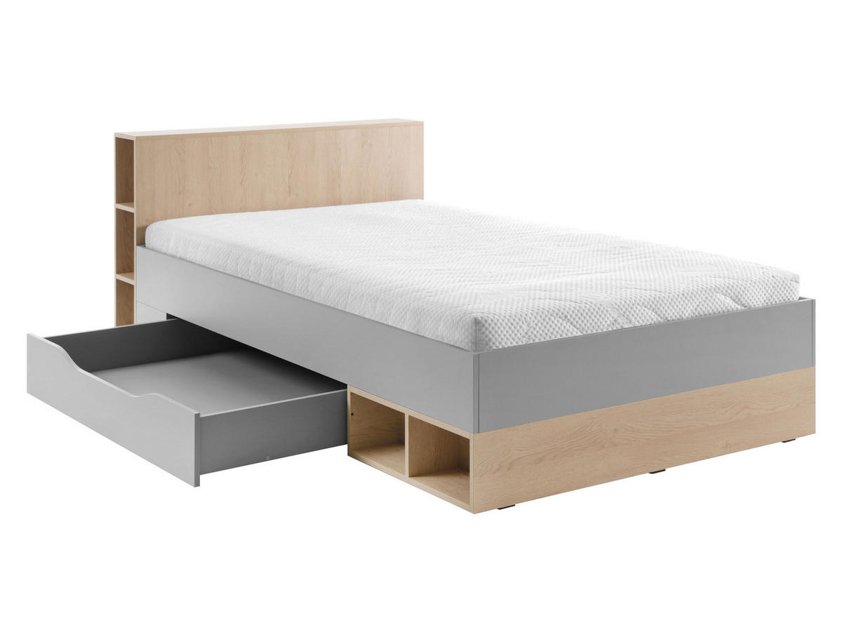 JUGENDBETT Oro OR06 - Naturfarben/Grau, Holzwerkstoff/Kunststoff (120/200cm) - MIRJAN24