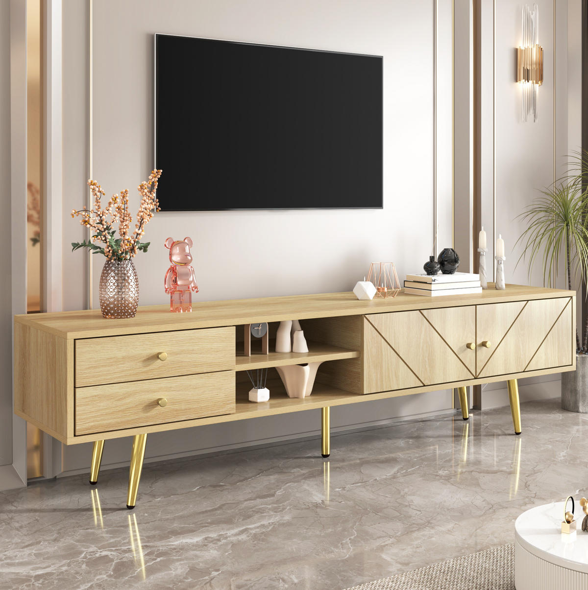 TV-BOARD mit 2 Schubladen 160 cm Holzoptik - Braun, Holzwerkstoff (36/42/160cm) - Beauniv