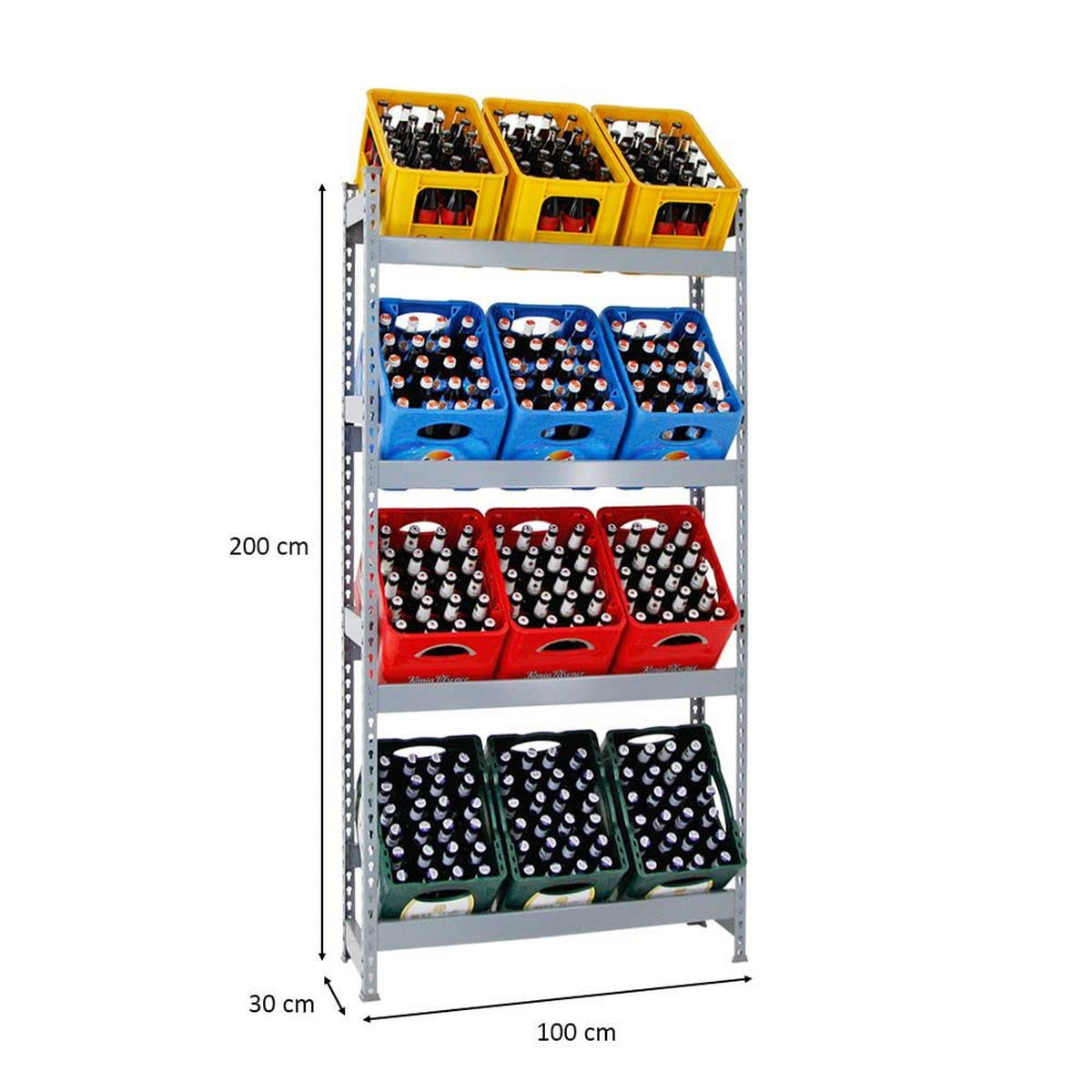 GETRÄNKEKISTENREGAL High Big Camel HxBxT 200 x 100 x 30 cm Grau - Grau, Metall (100/200/30cm) - PROREGAL