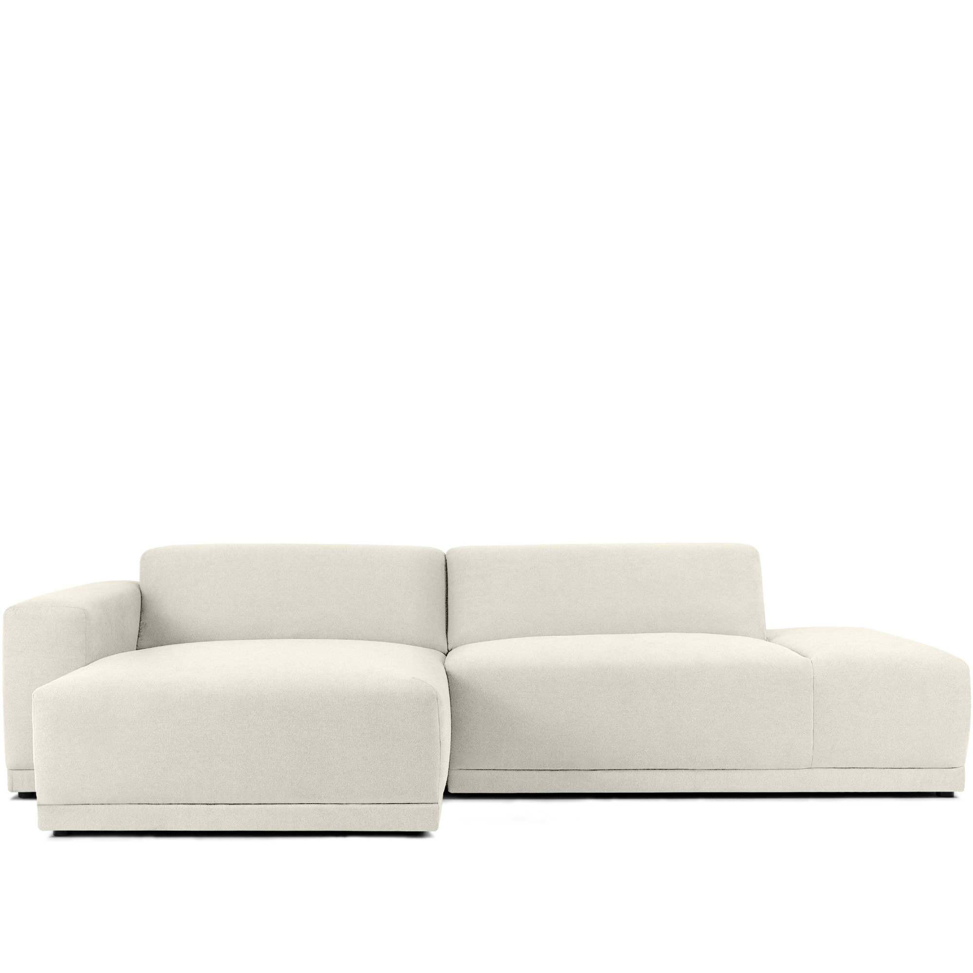 ECKSOFA LINKS MUDI in moderner Optik mit hochwertigem Kaltschaum, Cord-Stoff, Creme - Creme/Schwarz, Textil (280/160cm) - KONSIMO®