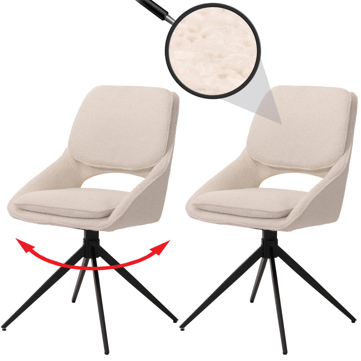 ESSZIMMERSTUHL Cremeweiß 2er-Set - Weiß, Textil (55/87/55cm) - MCW