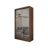 SCHWEBETÜRENSCHRANK BELLINA 120/216/61 cm Modern Kleiderschrank 2-türig mit Spiegel Nussbaumfarben - Nussbaumfarben, Holzwerkstoff (120/216/61cm) - MASSENO