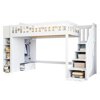 HOCHBETT aus Kiefernholz & MDF 90x200 cm in Weiß mit Stauraumleiter - Weiß, Holzwerkstoff (90/200cm) - Modfu