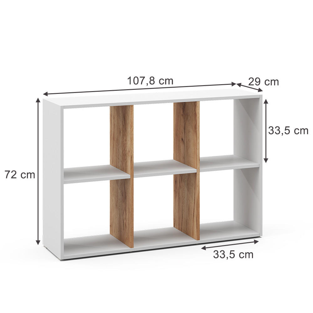 RAUMTEILER Karree Weiß 72 x 107.8 cm - Honigeiche/Weiß, Holzwerkstoff (72/107.8/29cm) - Vicco