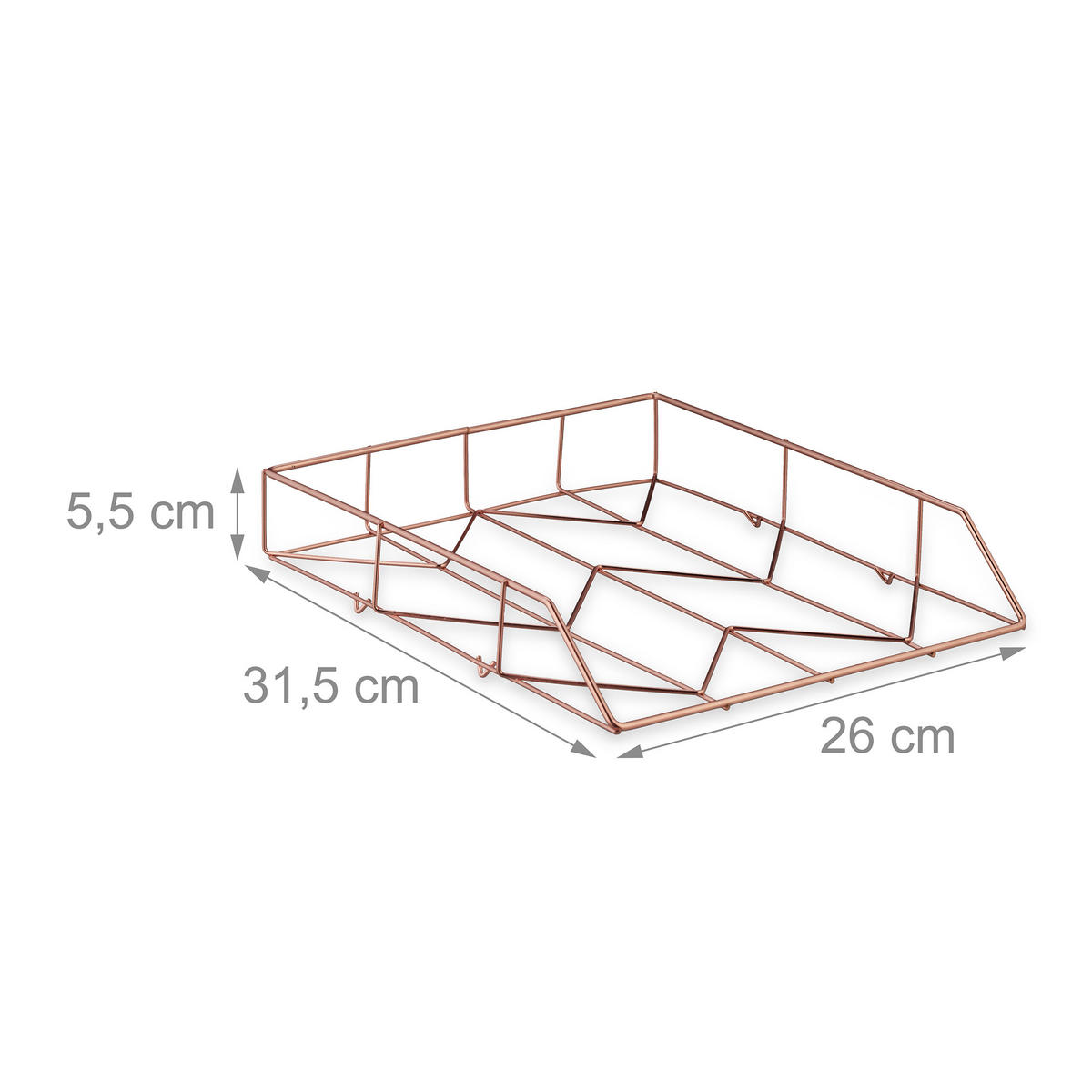 2XZÁSOBNÍK na listy - medená, kov (26/5.5/31.5cm) - Relaxdays