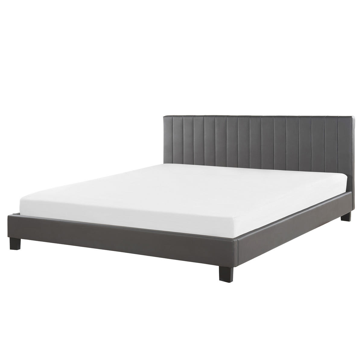 BETT 180/200cm Grau Poitiers - Grau, Textil (180/200cm) - Beliani