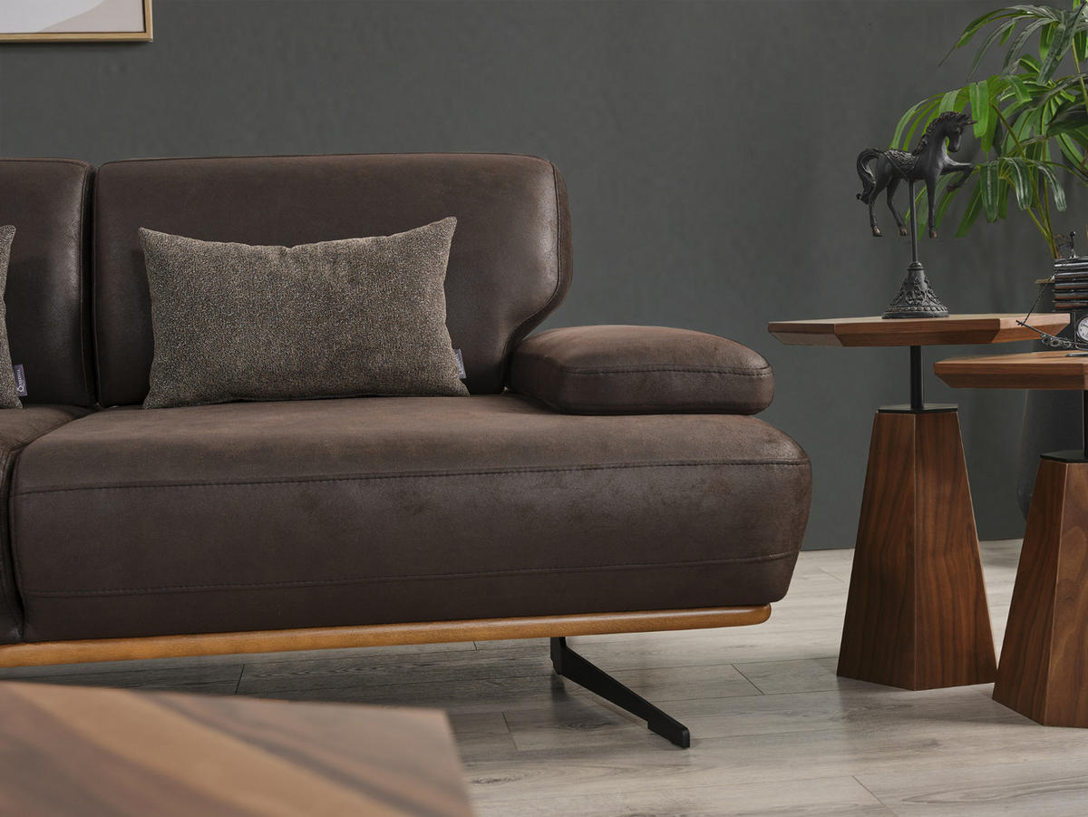 2 Sitzer SOFA Pegasus Samt Braun - Braun, Textil/Metall (205/90/105cm) - Villa Möbel